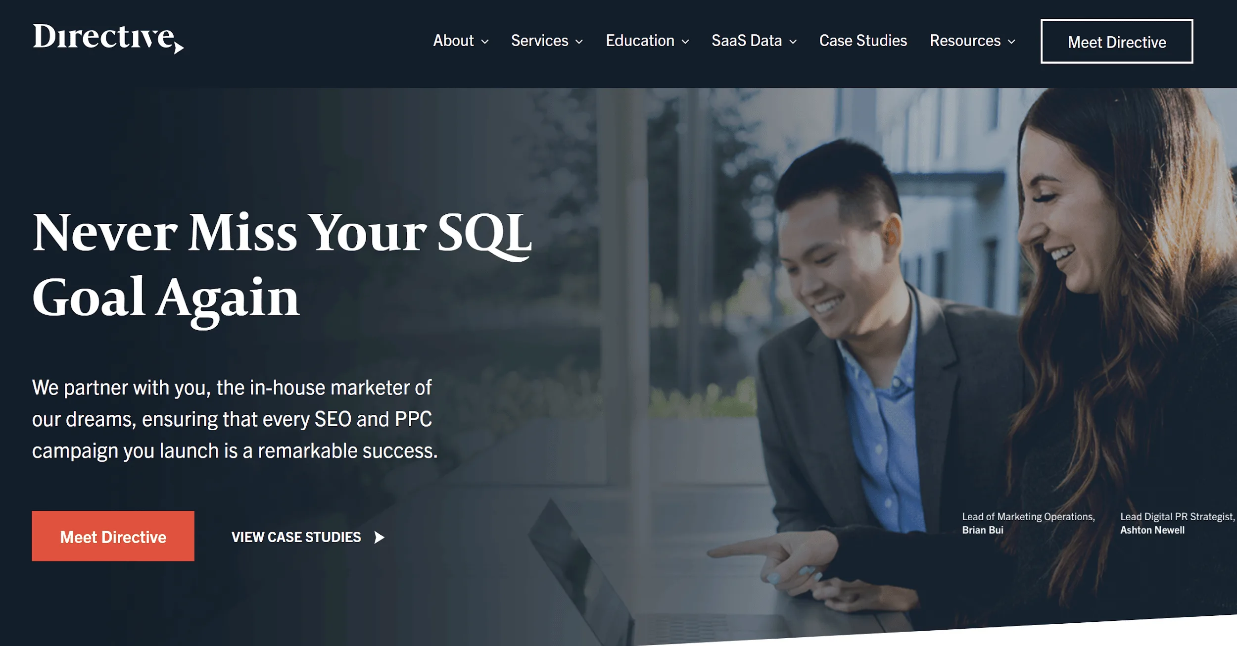 Directive Consulting B2B Marketing Agency website homepage
