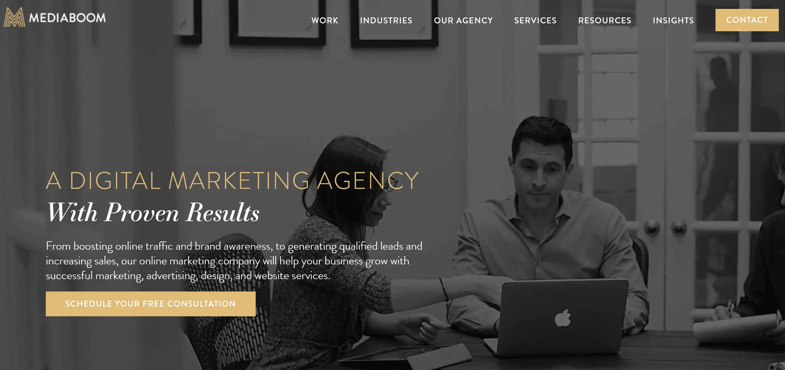 MediaBoom - website homepage