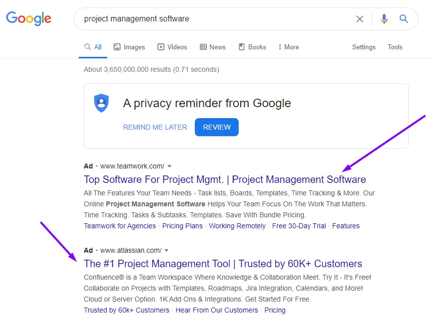 google search project management software B2B Marketing