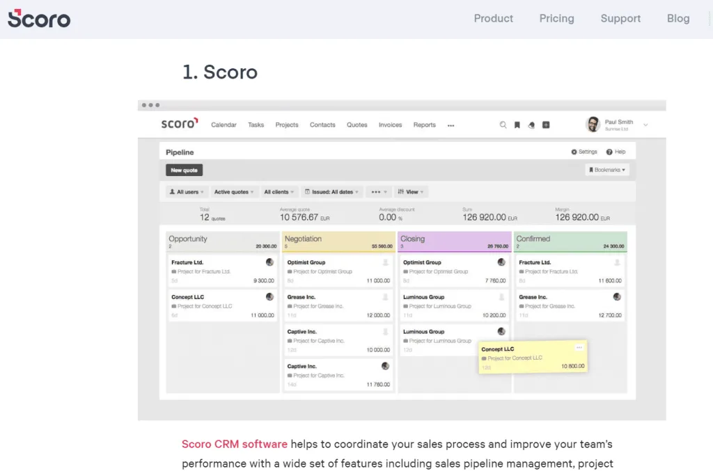 scoro pro tip box example