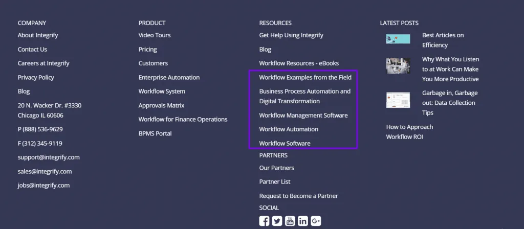 integrify footer screenshot