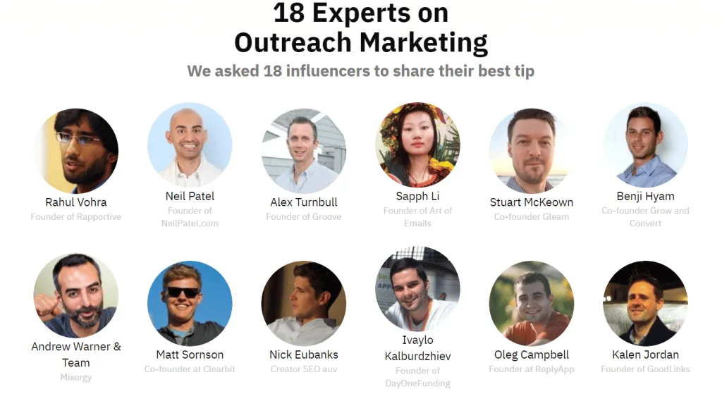 outreach marketing experts screenshot