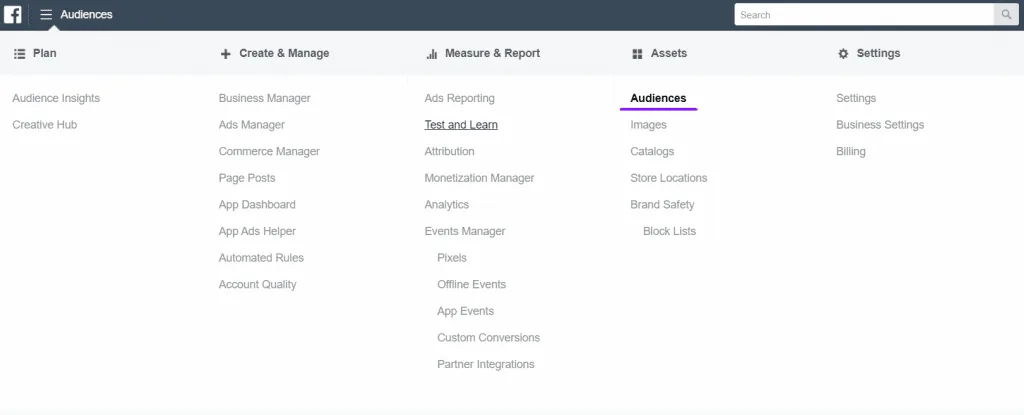 facebook audiences screenshot