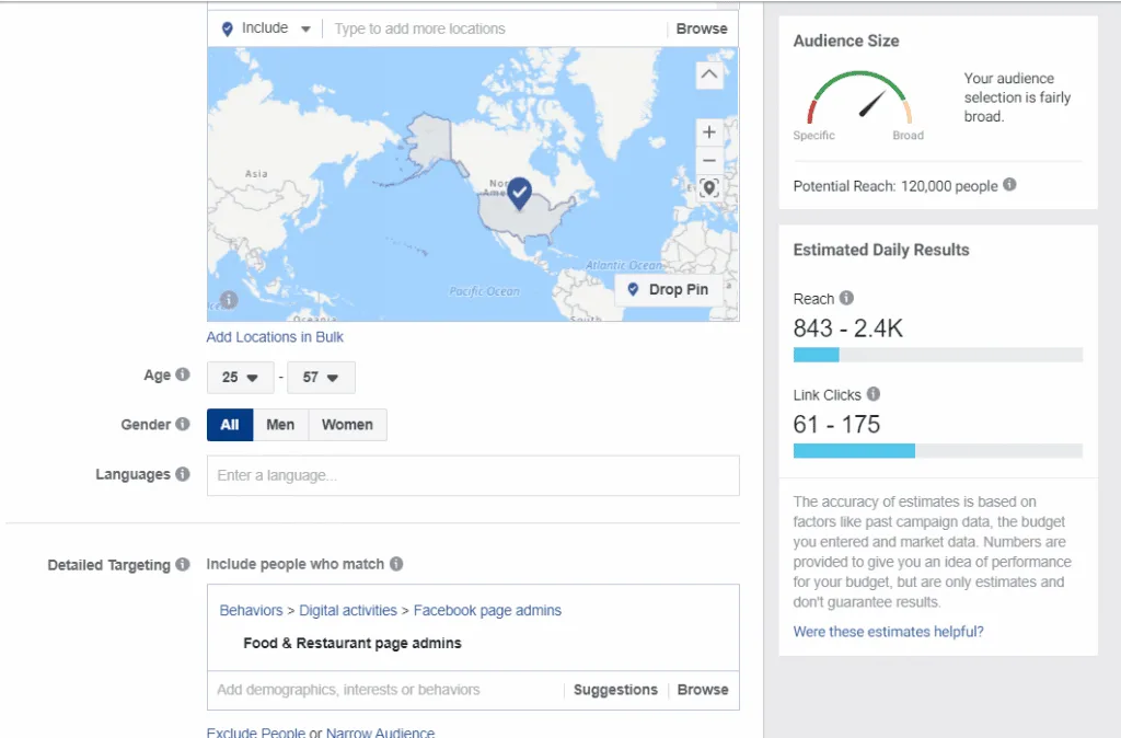 facebook ad setup example