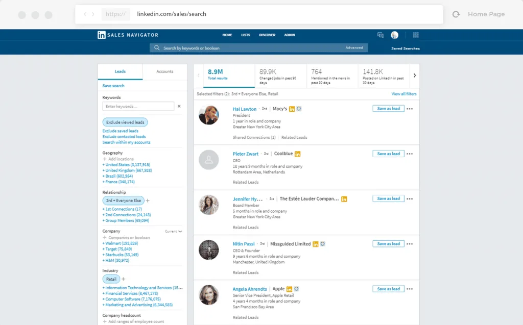 linkedin query screenshot