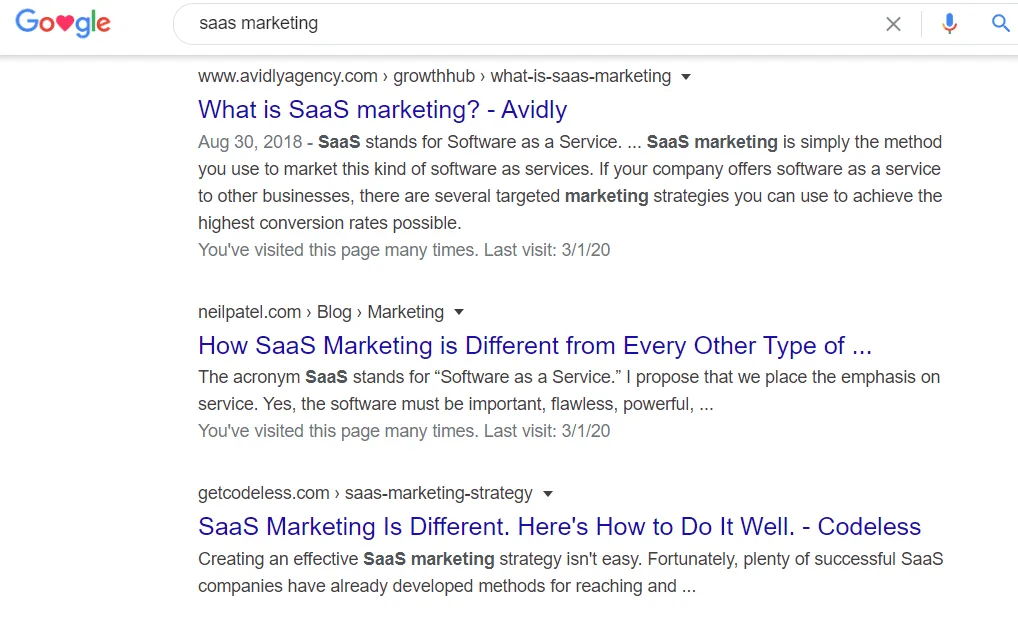 google search saas marketing