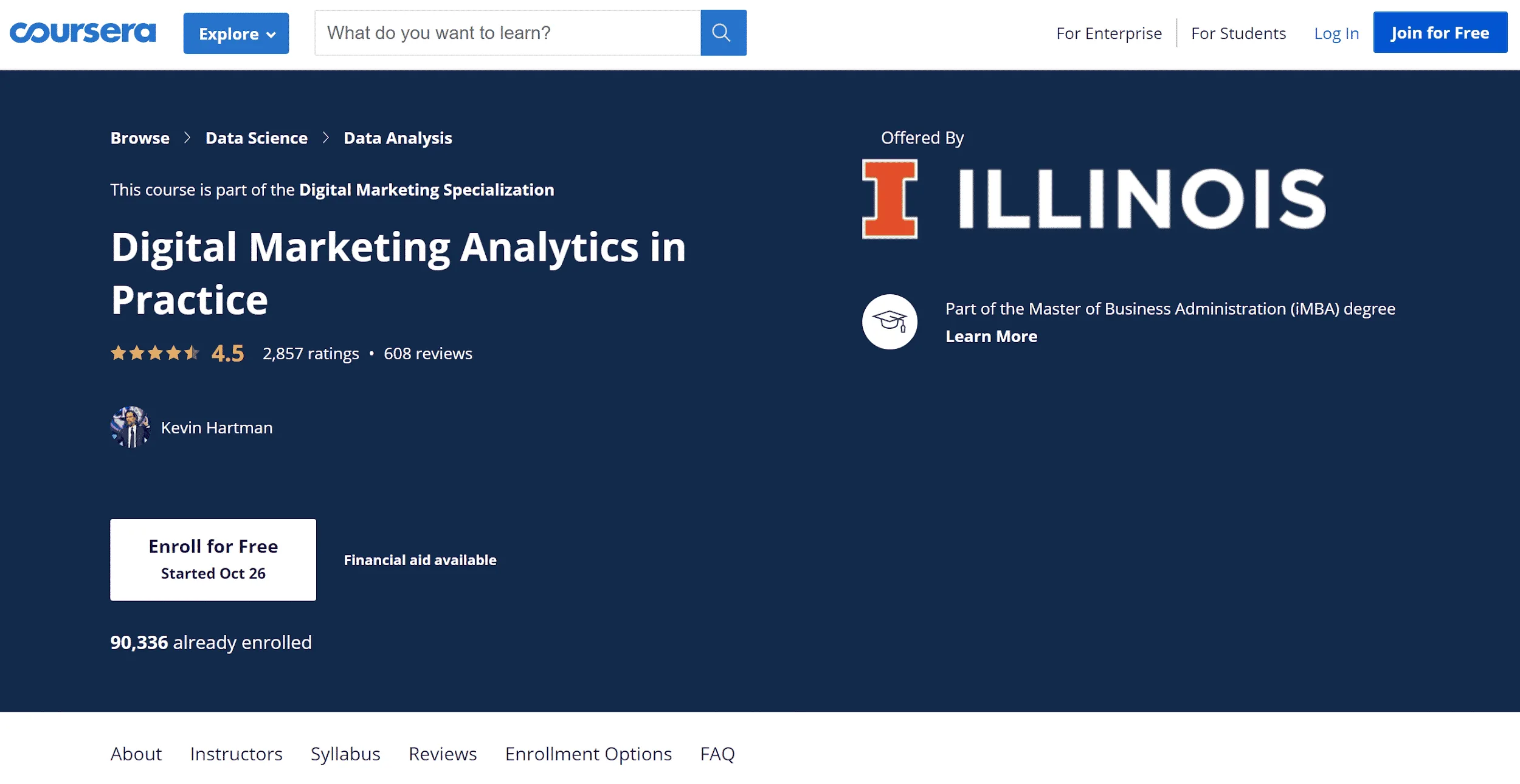 Coursera Digital Analytics for Marketing Professionals: Marketing Analytics in Practice