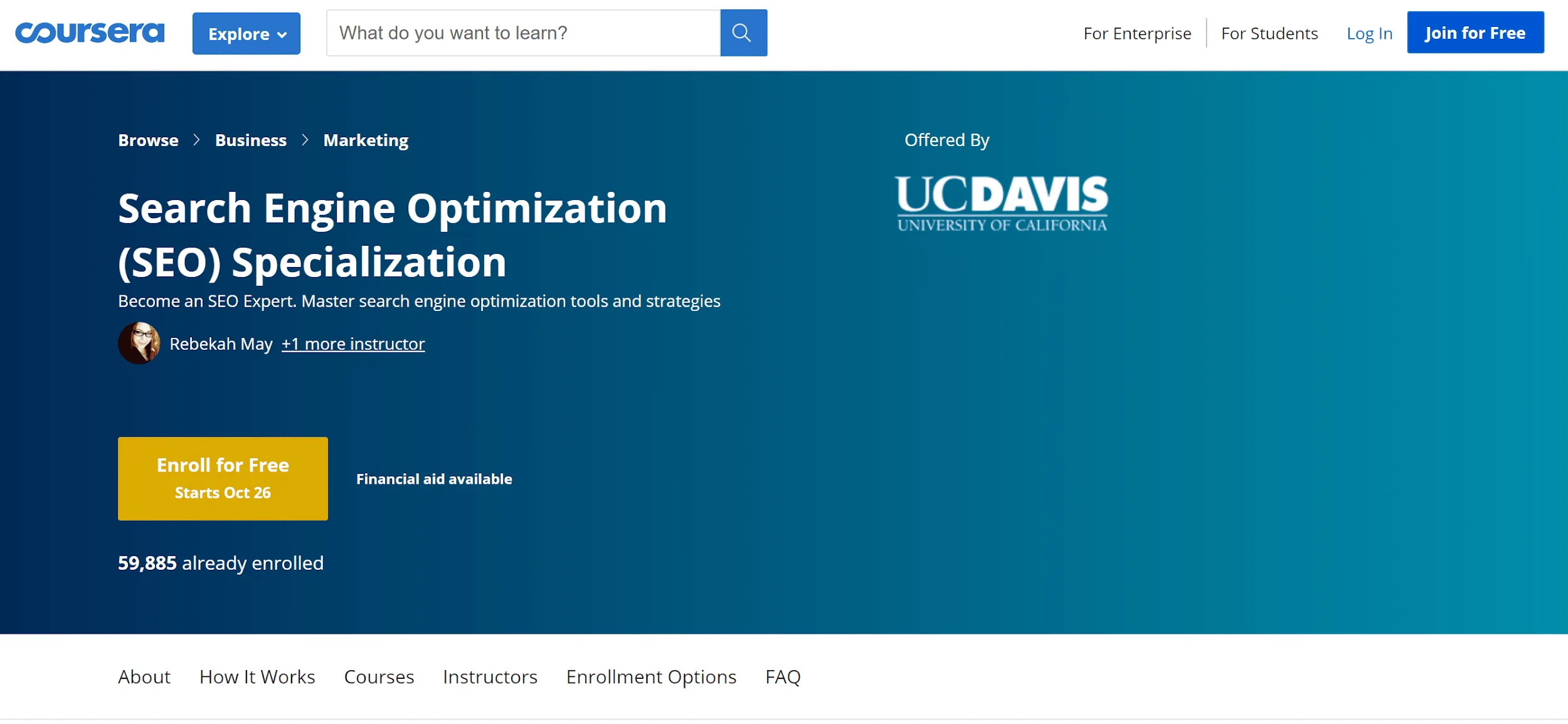 Coursera Search Engine Optimization (SEO) Specialization