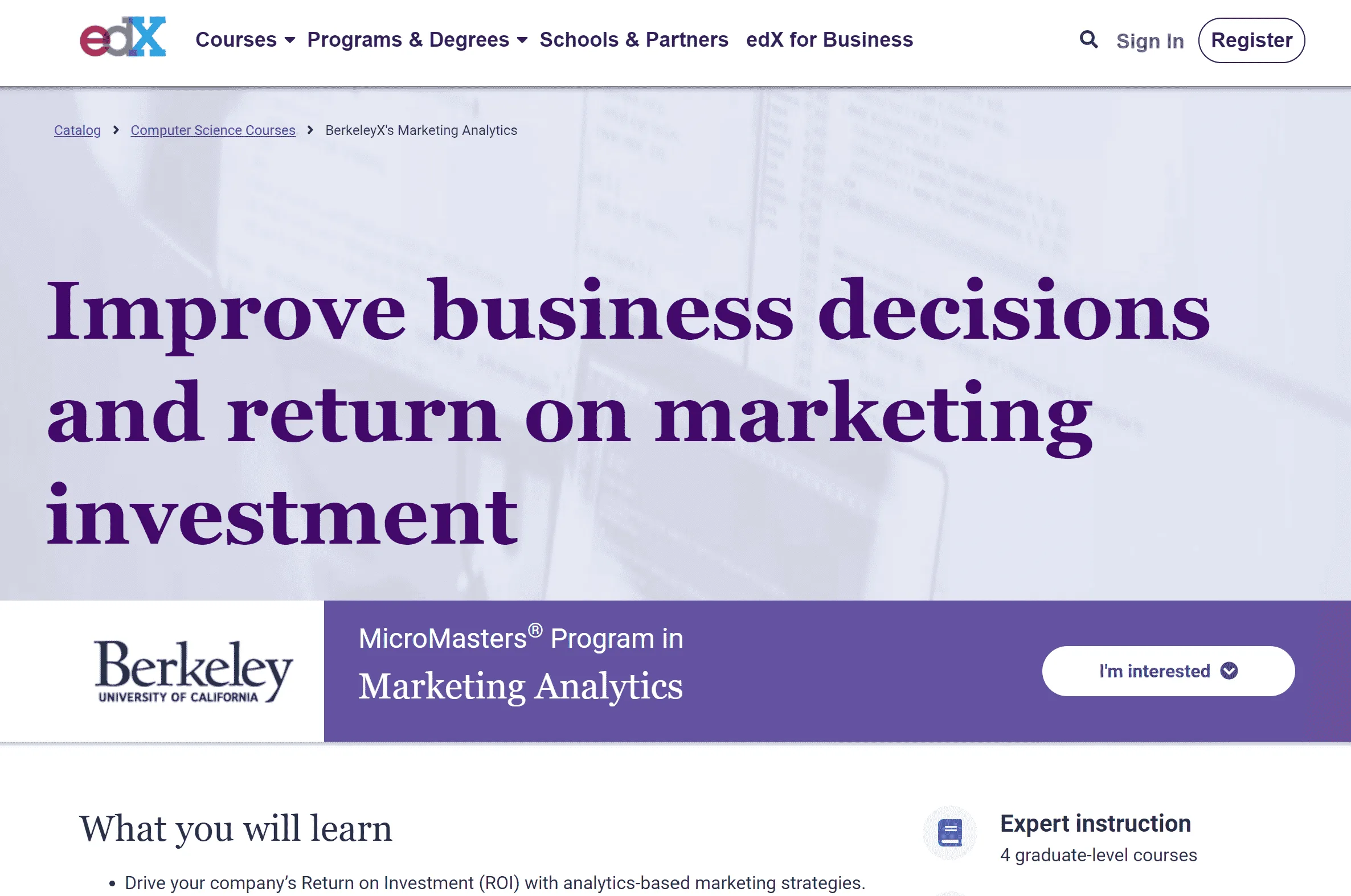 edX Marketing Analytics MicroMasters Program