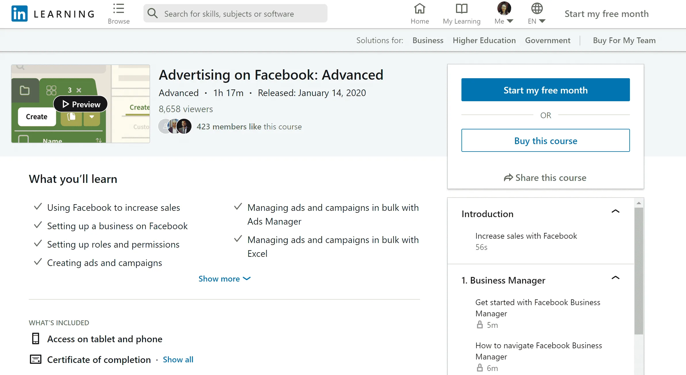 LinkedIn Learning Advertising on Facebook: Advanced