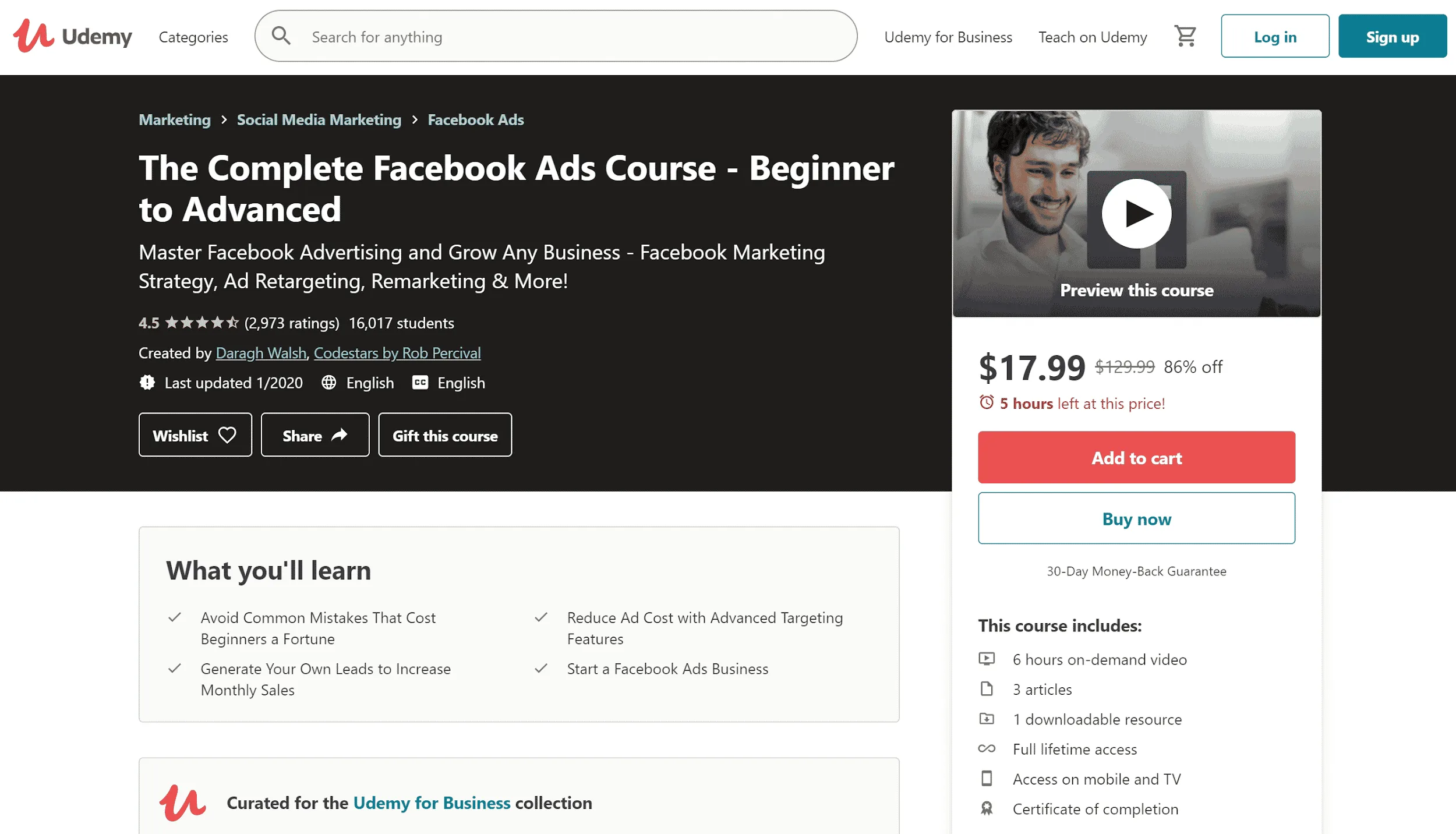 Udemy The Complete Facebook Ads Course - Beginner to Advanced