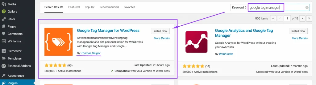 Google Tag Manager WordPress plugin