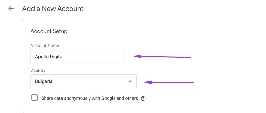 Create new Google Tag Manager account