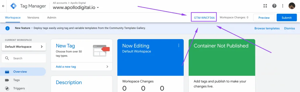 Install Google Tag Manager Account ID