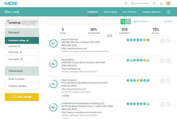 Moz Local - Moz vs SEMrush vs Ahrefs
