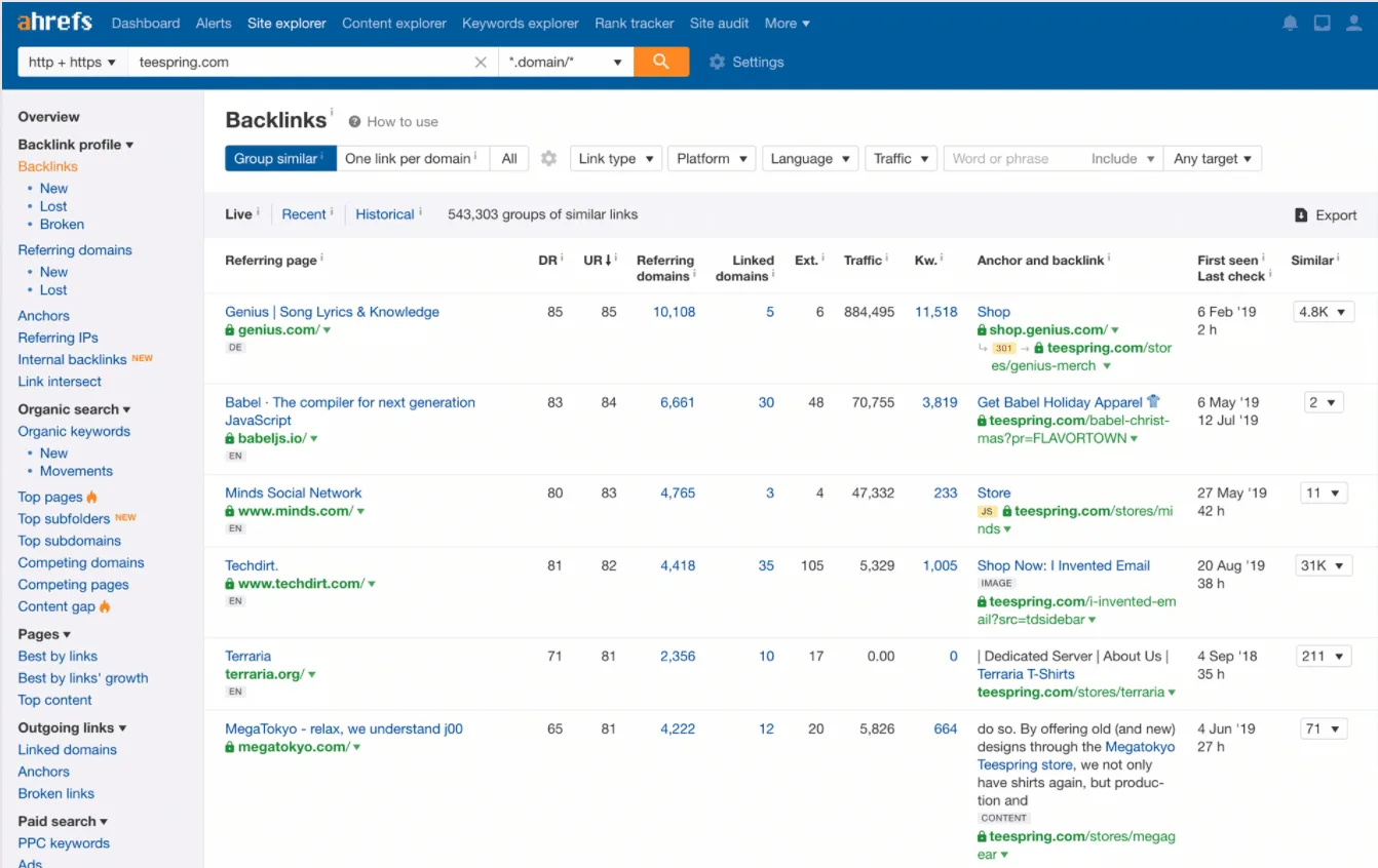 Ahrefs Link Explorer - Moz vs SEMrush vs Ahrefs