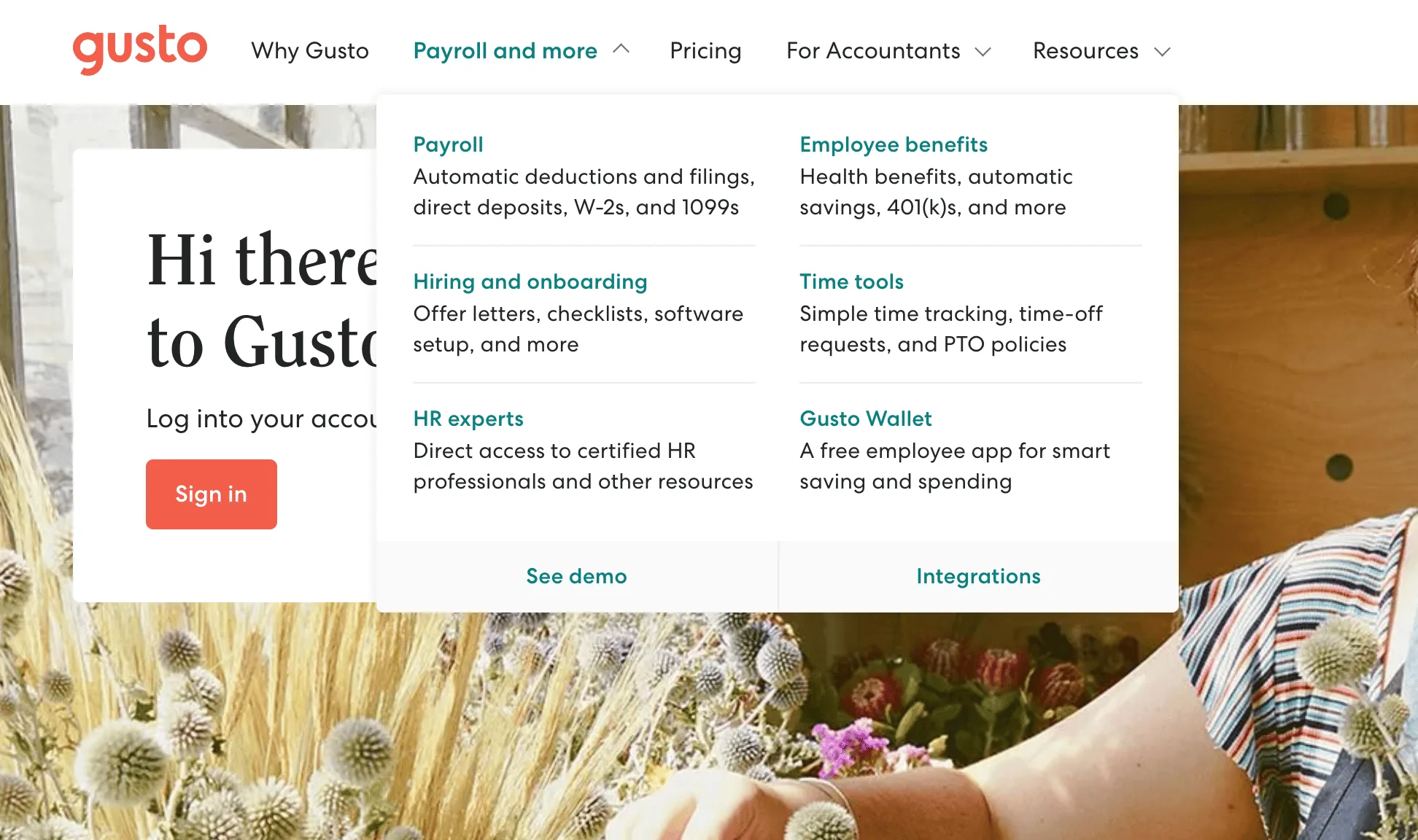 Gusto webpage