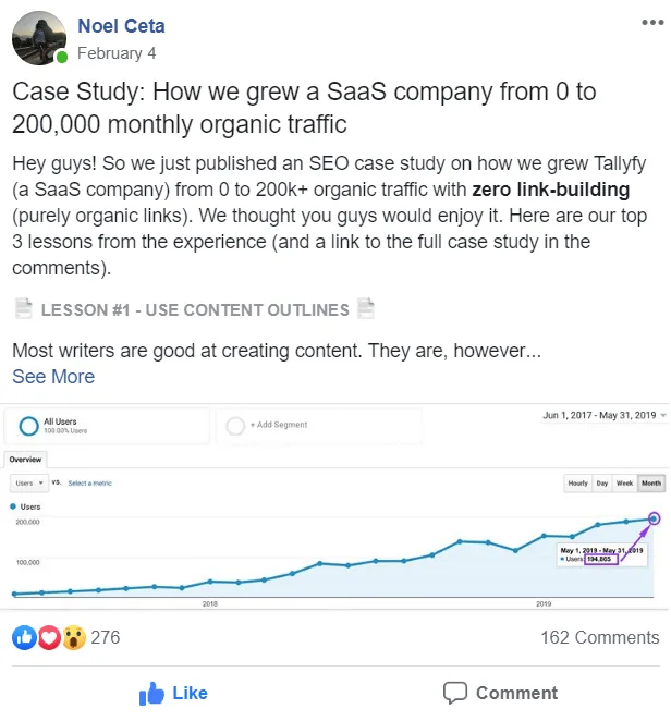 promote content on facebook groups example