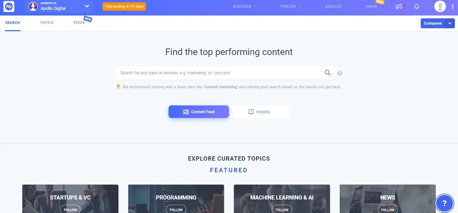 SaaS Content Marketing -Find Viral Content With Content Studio
