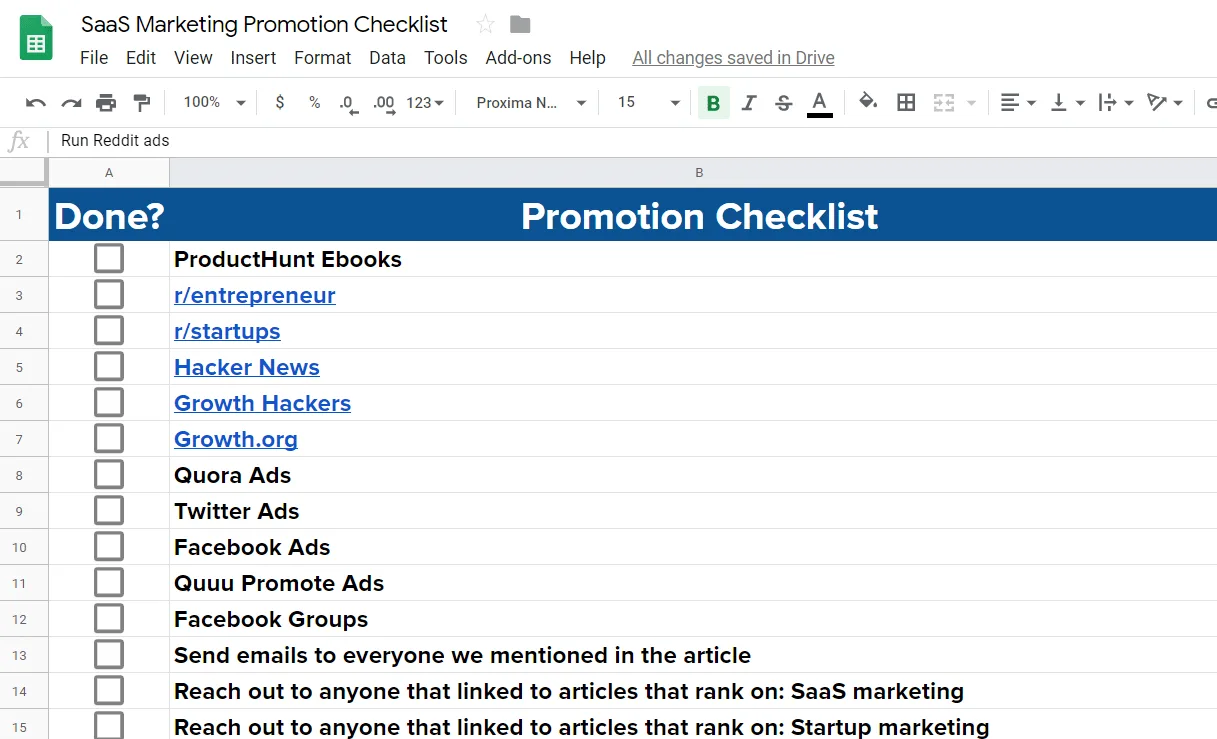 saas marketing checklist