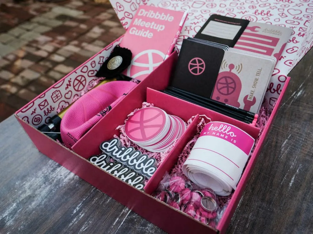 The new Dribbble Meetup kits are here! box swag community dribbble dribbblemeetup meetups meetup
