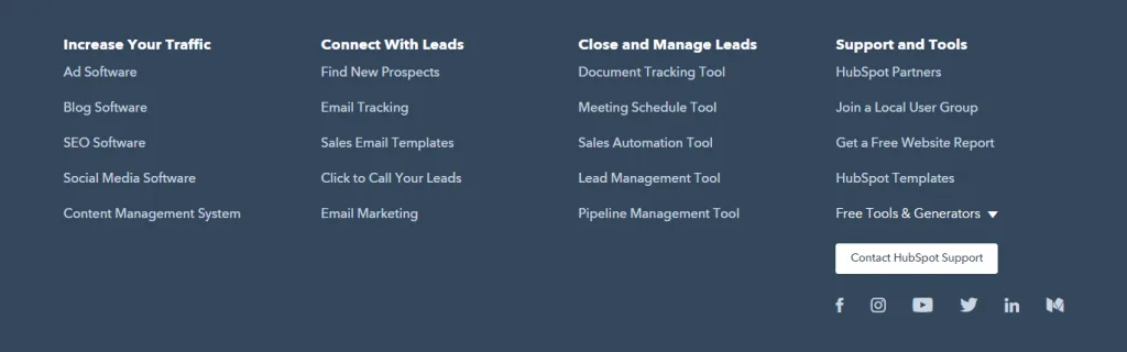 HubSpot website footer