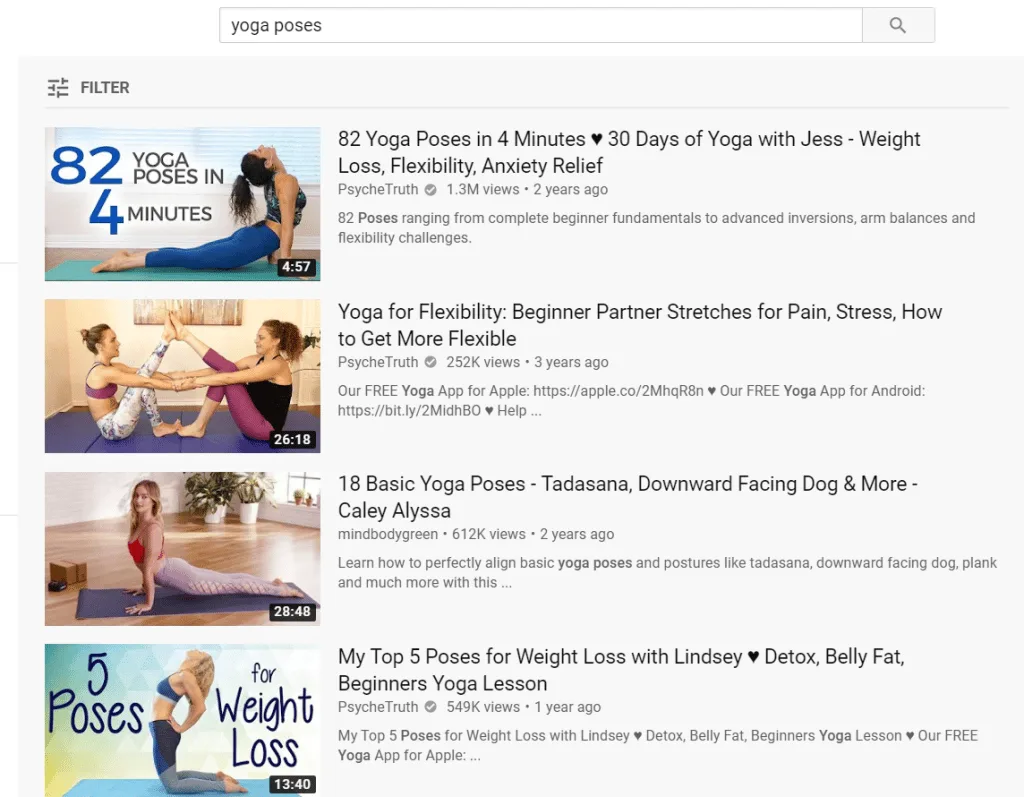 yoga poses youtube search results