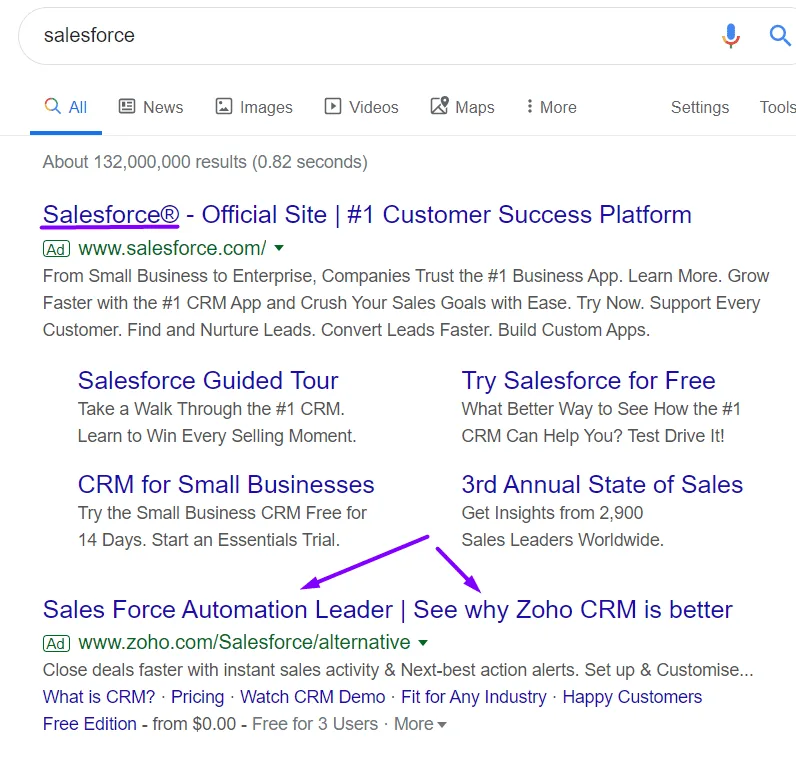 salesforce google search results