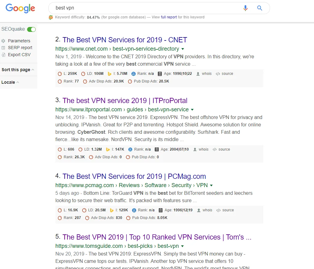 best vpn google search results