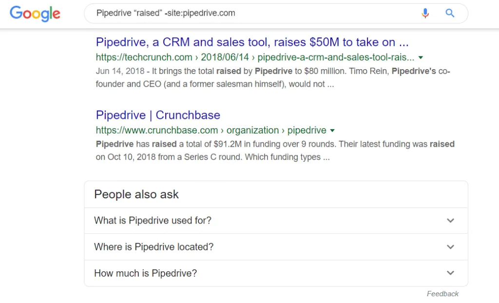 pipedrive raised google search