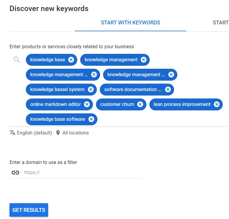 Google keyword planner