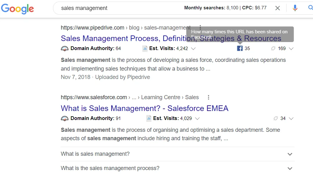 Keyword - sales management