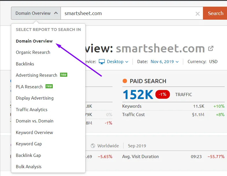 smartsheet on semrush