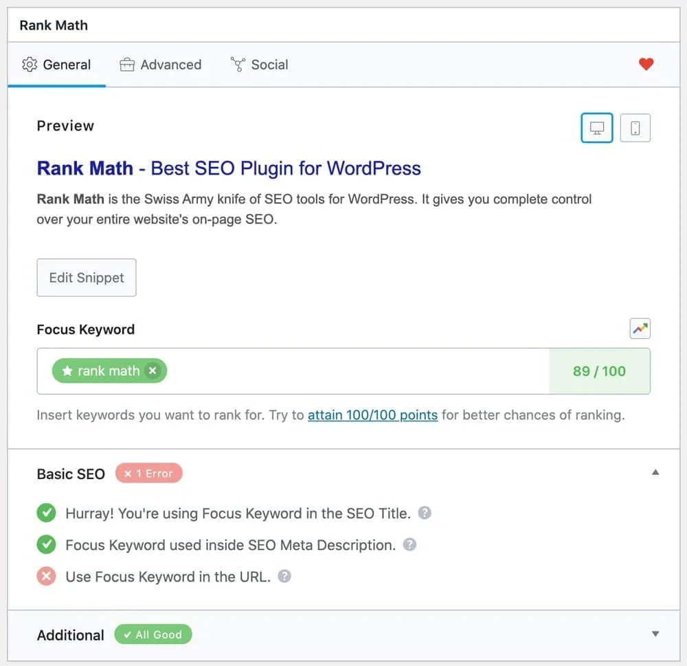 RankMath WordPress plug-in