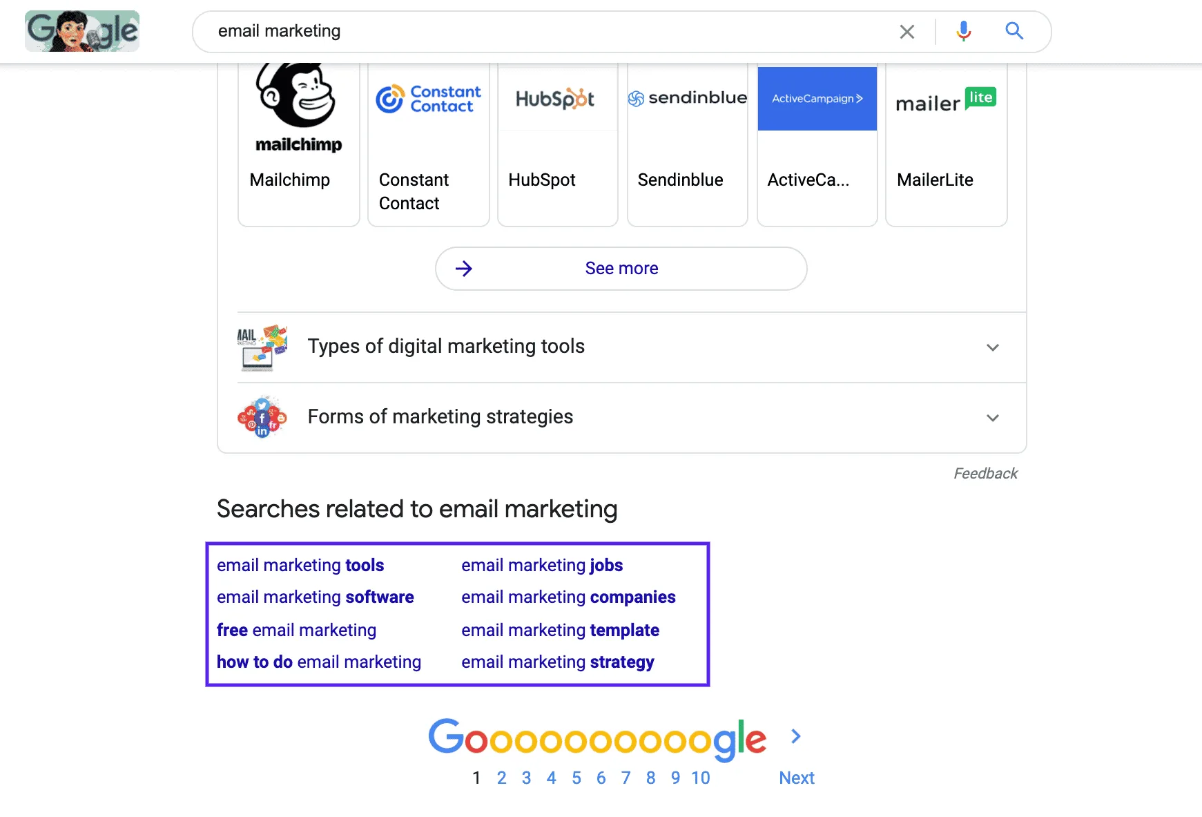 Semantically related keywords