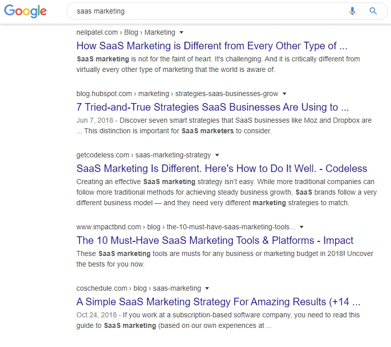 google search saas marketing 