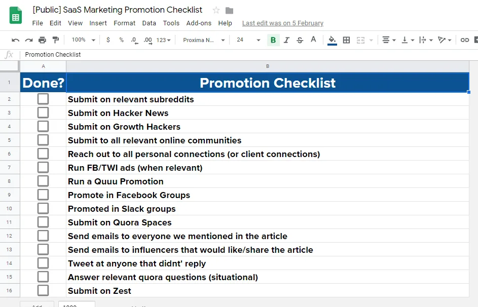 Saas Marketing Promotion Checklist 