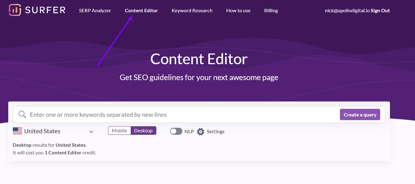 SURFER content editor 