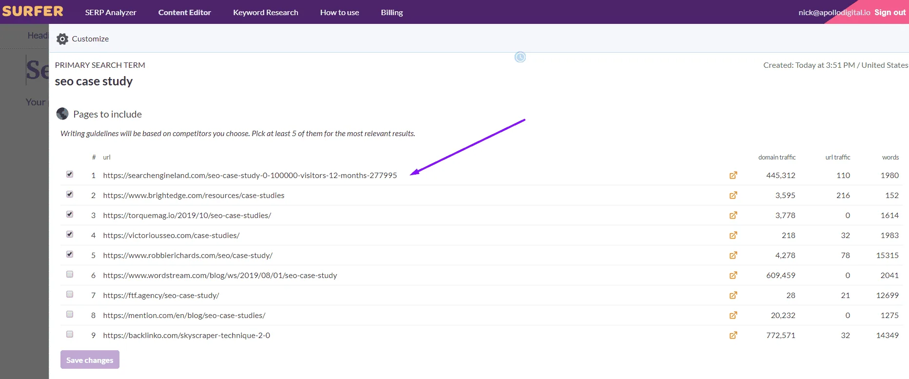 SURFER SEO case study 