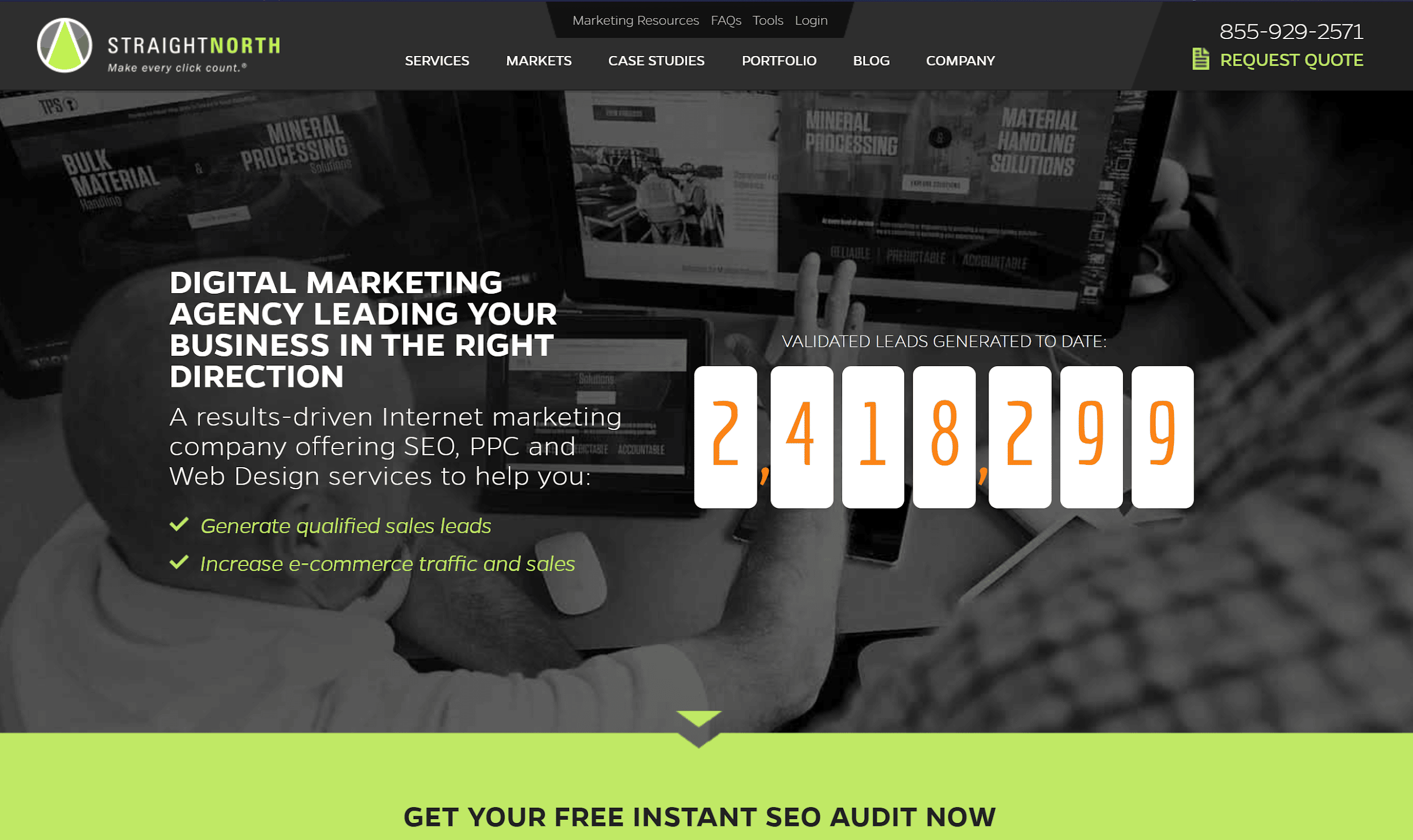 Straight North B2B SEO Agency website homepage