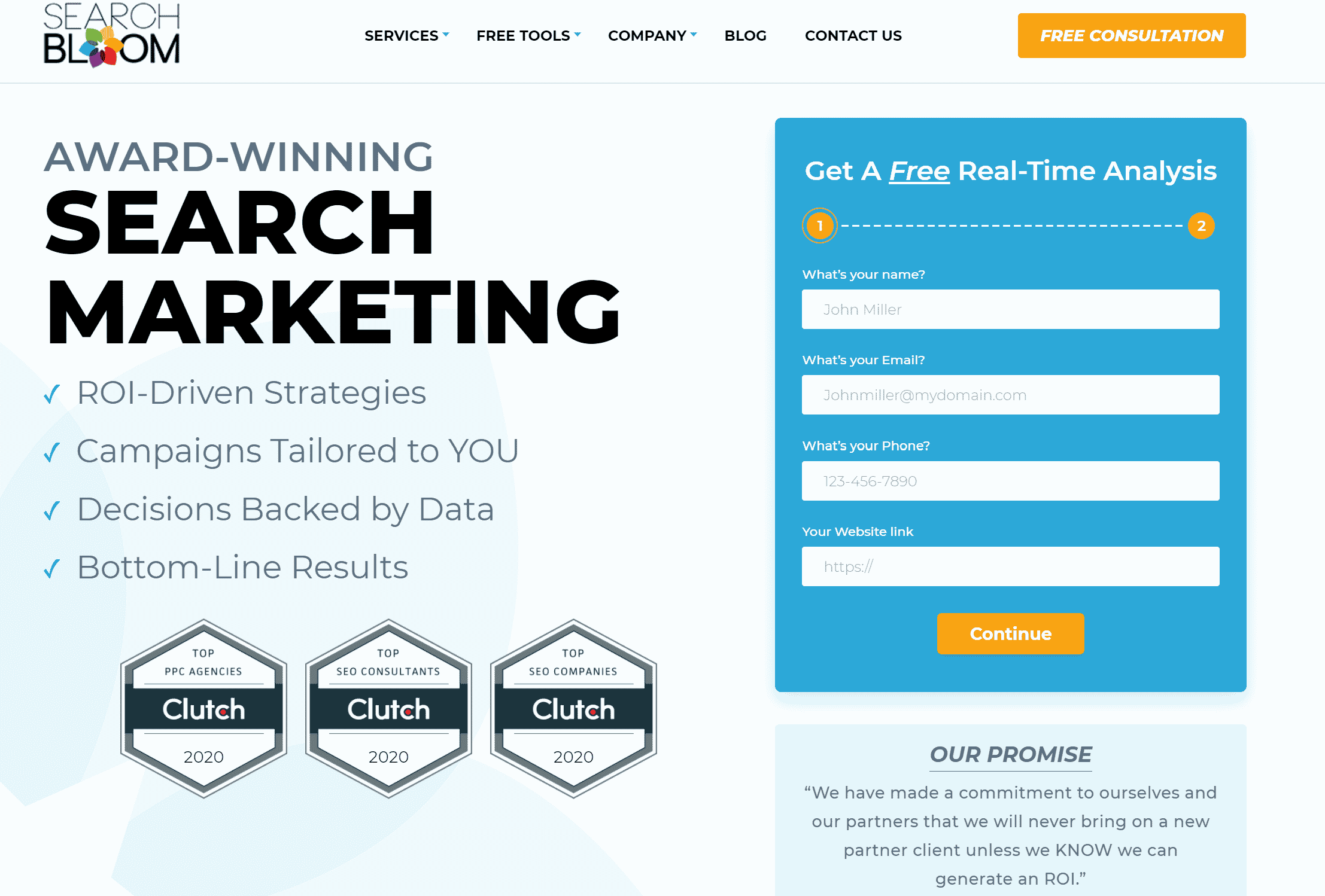 Search Bloom website homepage