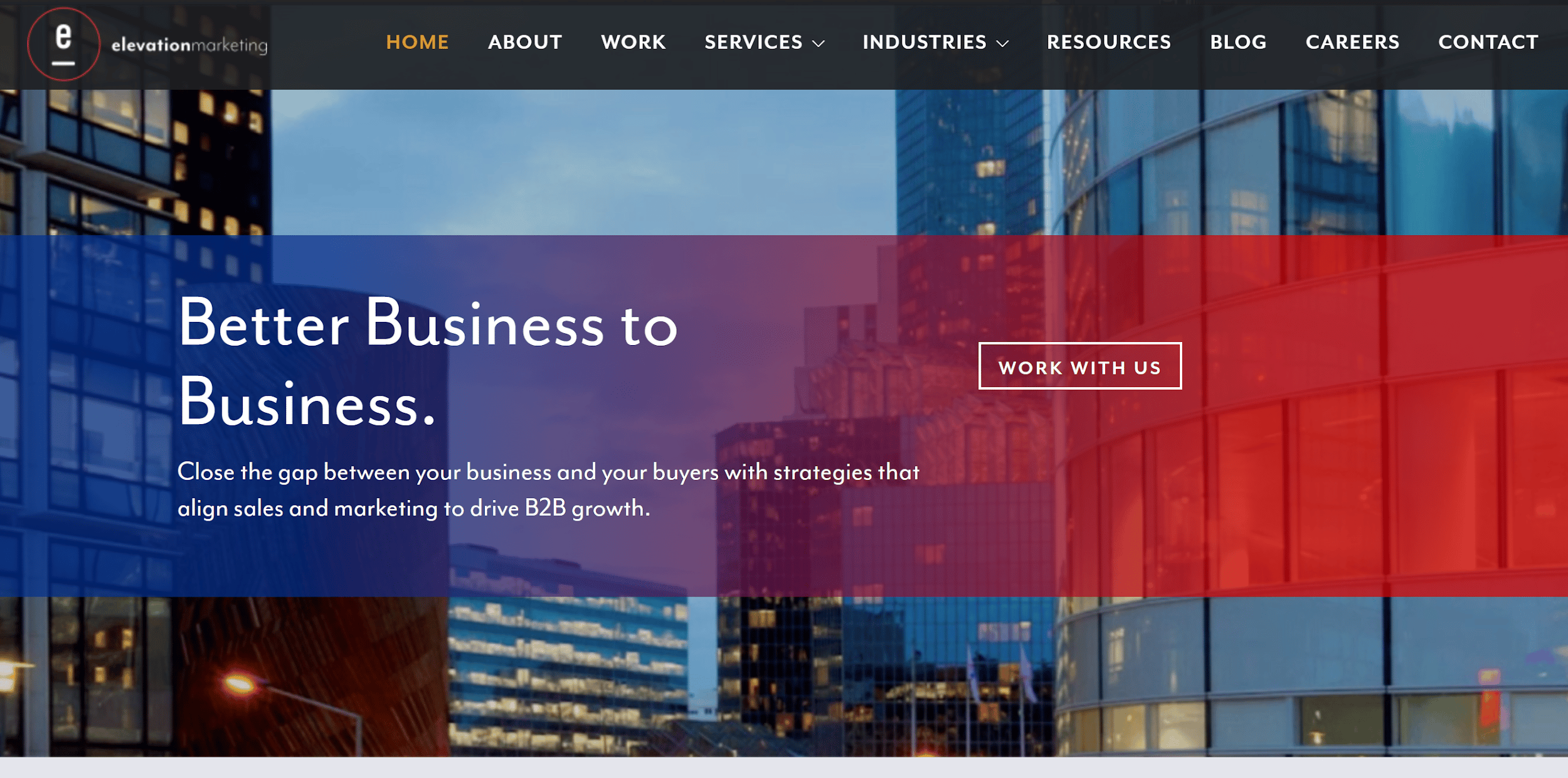 Elevation Marketing website homepage