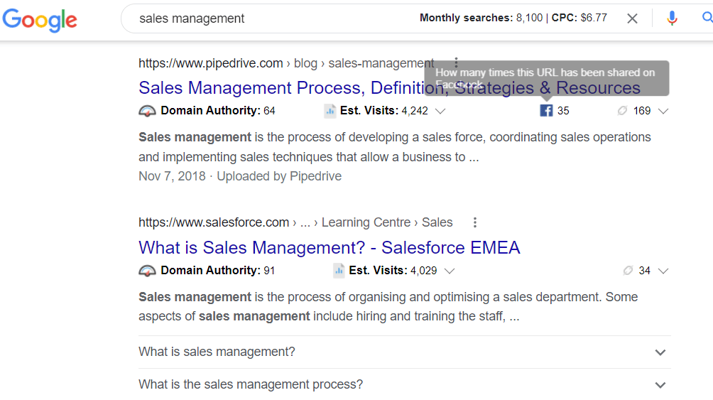 Keyword - sales management