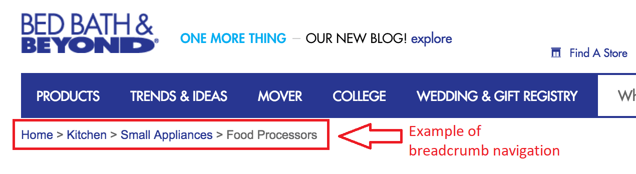 Breadcrumbs navigation example